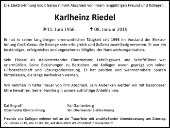 Traueranzeige von Karlheinz Riedel von vrm-trauer