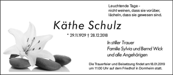 Traueranzeige von Käthe Schulz von vrm-trauer