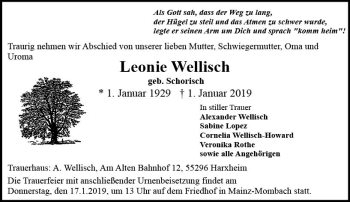 Traueranzeige von Leonie Wellisch von vrm-trauer