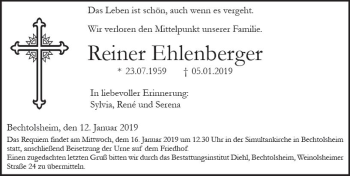 Traueranzeige von Reiner Ehlenberger von vrm-trauer
