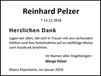 Traueranzeige von Reinhard Pelzer von vrm-trauer