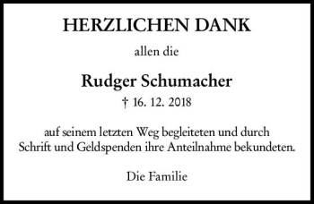 Traueranzeige von Rudger Schumacher von vrm-trauer