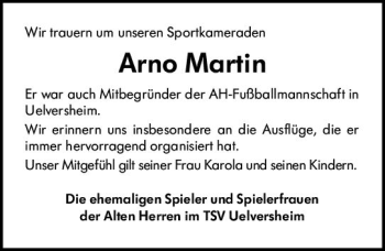Traueranzeige von Arno Martin von vrm-trauer