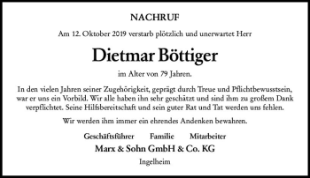 Traueranzeige von Dietmar Böttiger von vrm-trauer
