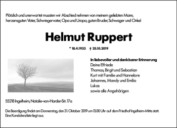 Traueranzeige von Helmut Ruppert von vrm-trauer