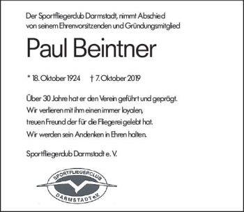 Traueranzeige von Paul Beintner von vrm-trauer