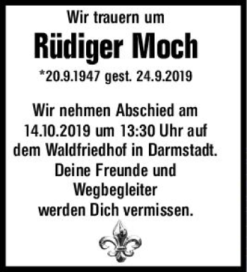 Traueranzeige von Rüdiger Moch von vrm-trauer