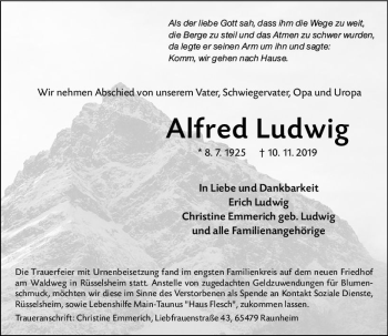 Traueranzeige von Alfred Ludwig von vrm-trauer