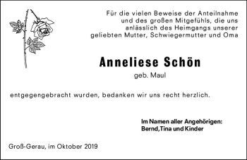 Traueranzeige von Anneliese Schön von vrm-trauer