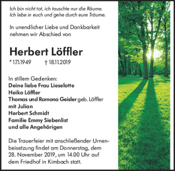 Traueranzeige von Herbert Löffler von vrm-trauer