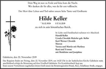 Traueranzeige von Hilde Keller von vrm-trauer
