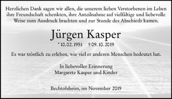 Traueranzeige von Jürgen Kasper von vrm-trauer