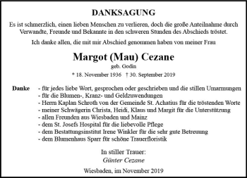 Traueranzeige von Margarete Cezane von vrm-trauer