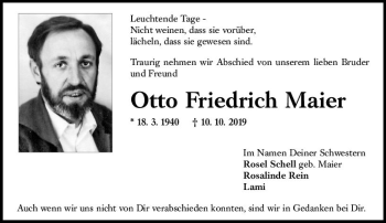 Traueranzeige von Otto Friedrich Maier von vrm-trauer
