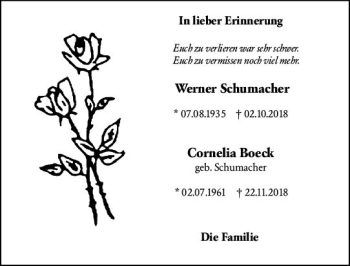 Traueranzeige von Werner Schumacher von vrm-trauer