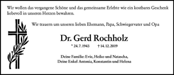 Traueranzeige von Gerd Rochholz von vrm-trauer