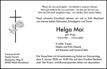 Traueranzeige von Helga Mai von vrm-trauer