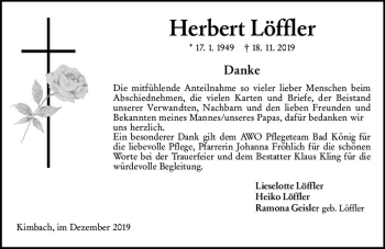 Traueranzeige von Herbert Löffler von vrm-trauer