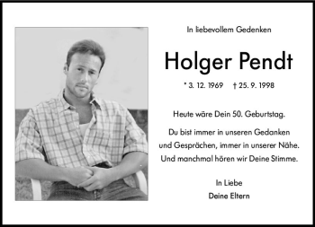 Traueranzeige von Holger Pendt von vrm-trauer
