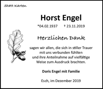 Traueranzeige von Horst Engel von  Camberger Anzeiger