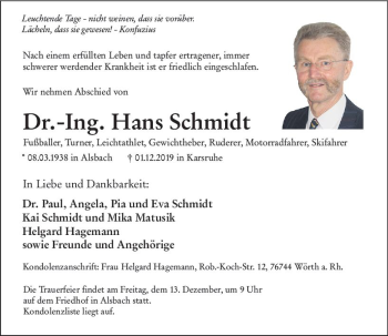 Traueranzeige von Ing. Hans Schmidt von vrm-trauer