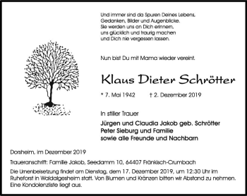 Traueranzeige von Klaus Dieter Schrötter von vrm-trauer