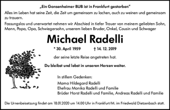 Traueranzeige von Michael Radelli von vrm-trauer