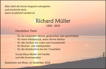 Traueranzeige von Richard Müller von vrm-trauer
