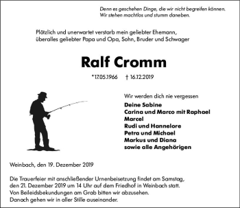 Traueranzeige von Rolf Cromm von  Weilburger Tageblatt