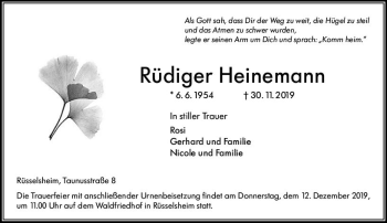 Traueranzeige von Rüdiger Heinemann von vrm-trauer