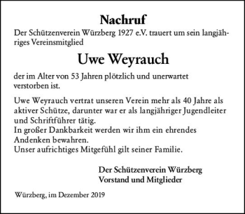 Traueranzeige von Uwe Weyrauch von vrm-trauer