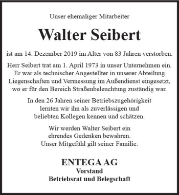 Traueranzeige von Walter Seibert von vrm-trauer