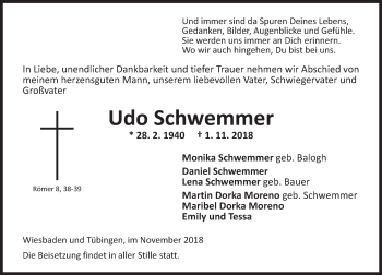 Traueranzeige von Udo Schwemmer 