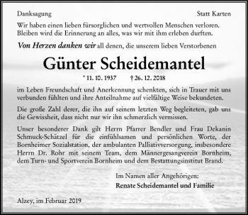 Traueranzeige von Günter Scheidemantel von vrm-trauer