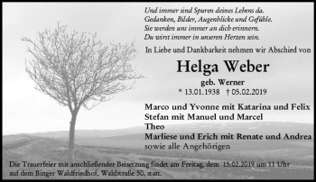 Traueranzeige von Helga Weber von vrm-trauer