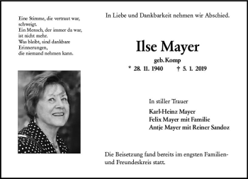 Traueranzeige von Ilse Mayer von vrm-trauer