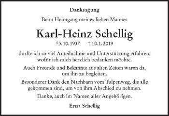 Traueranzeige von Karl-Heinz Schellig von vrm-trauer