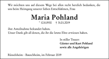 Traueranzeige von Maria Pohland von vrm-trauer
