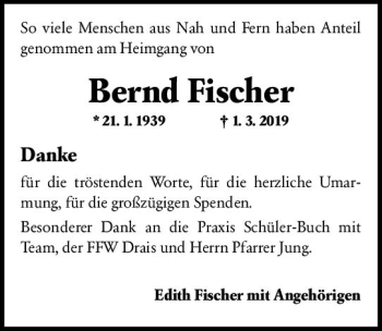 Traueranzeige von Bernd Fischer von vrm-trauer