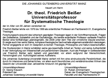 Traueranzeige von Friedrich Beißer von vrm-trauer