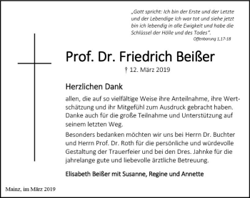 Traueranzeige von Friedrich Beißer von vrm-trauer