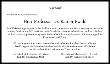 Traueranzeige von Rainer Ewald von vrm-trauer