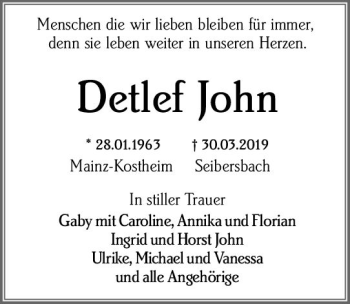 Traueranzeige von Detlef John von vrm-trauer