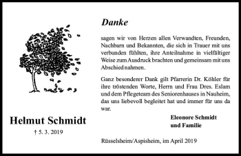 Traueranzeige von Helmut Schmidt von vrm-trauer