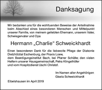 Traueranzeige von Hermann Schweickhardt von  Dill Block ()