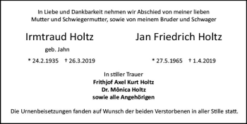 Traueranzeige von Jan Friedrich Holtz von vrm-trauer