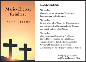 Traueranzeige von Marie-Therese Reinhart von vrm-trauer
