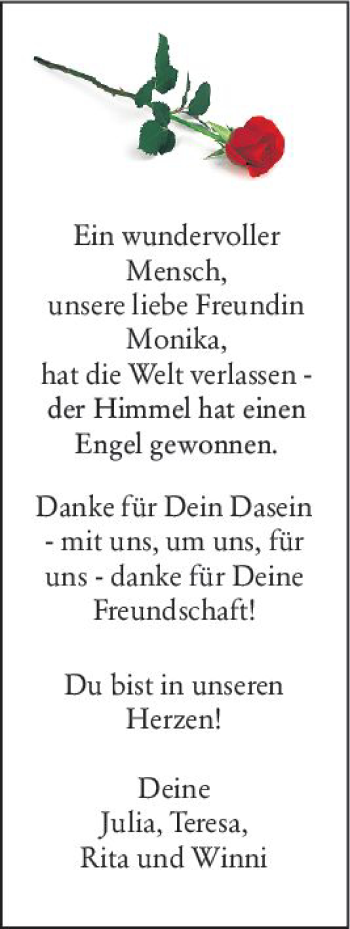Traueranzeige von Monika  von vrm-trauer
