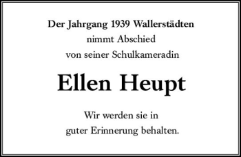 Traueranzeige von Ellen Heupt von vrm-trauer
