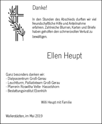 Traueranzeige von Ellen Heupt von vrm-trauer